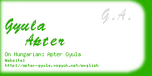gyula apter business card